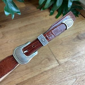 Justin Vintage 90s Reptile Embossed Western Leather Belt